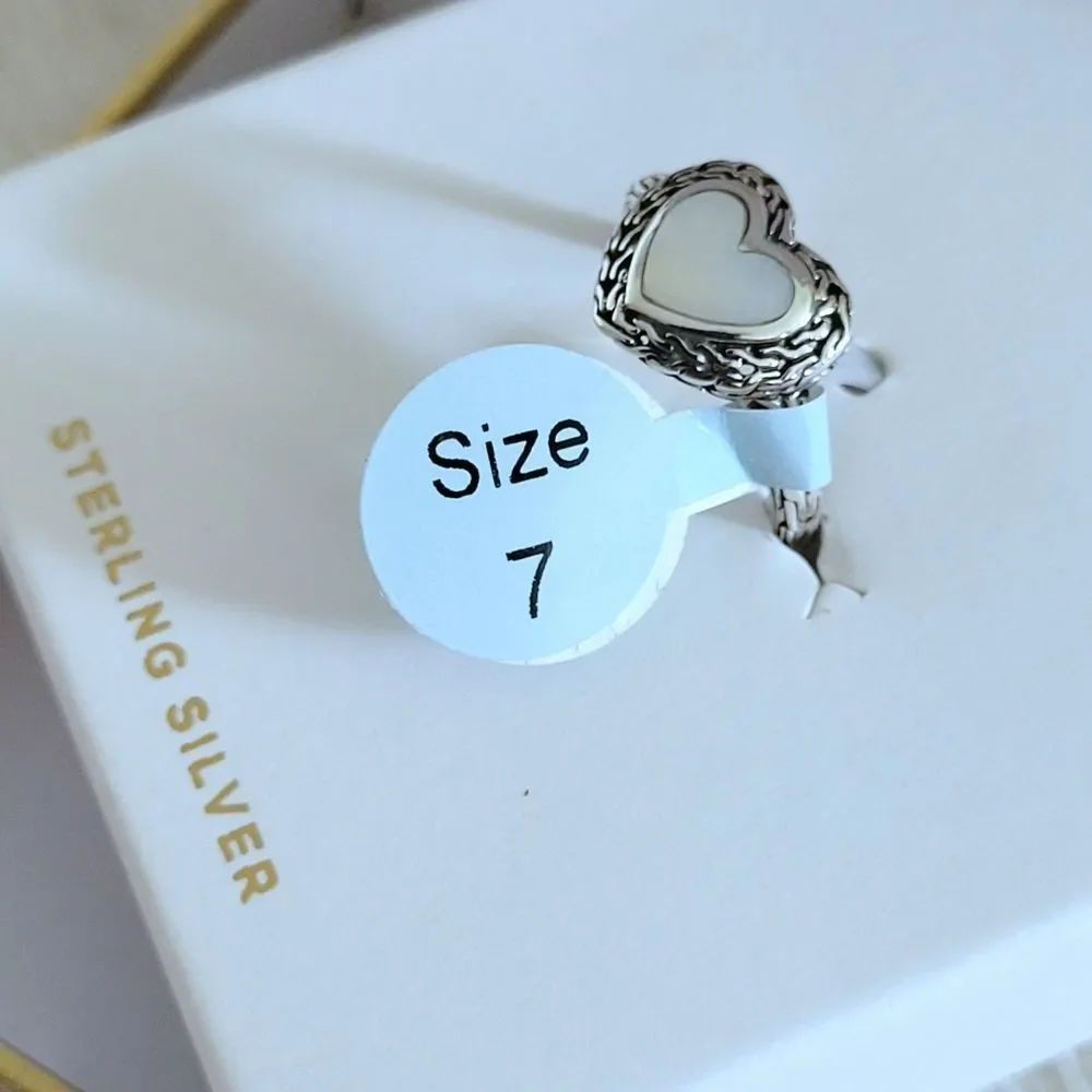 Annika Witt Sterling Silver🤍 Mother of Pearl Heart❤ Ring💍 - NIB